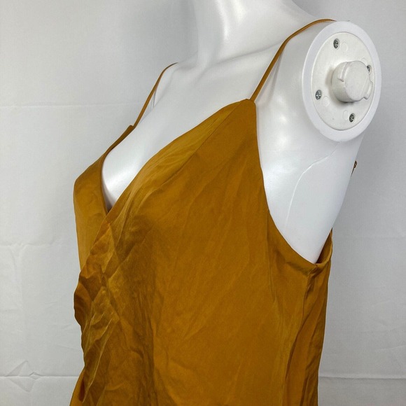 Express‎ Tank Top Womens Sz S Brown Gold V-Neck Wrap Cami Ruched - Picture 2 of 10